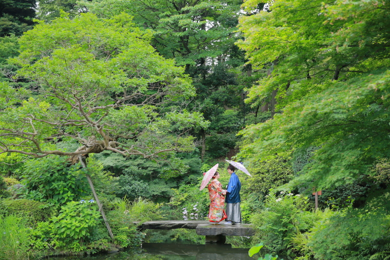 緑にお二人が映えます
