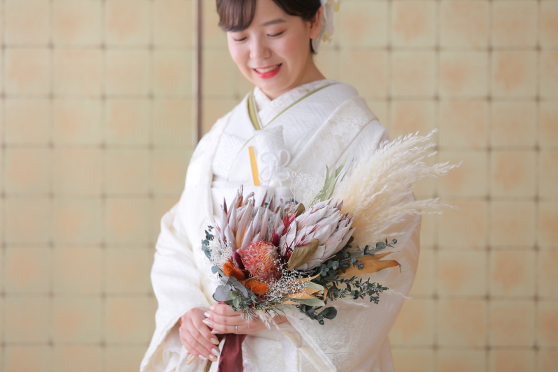 お持ち込みのブーケと。