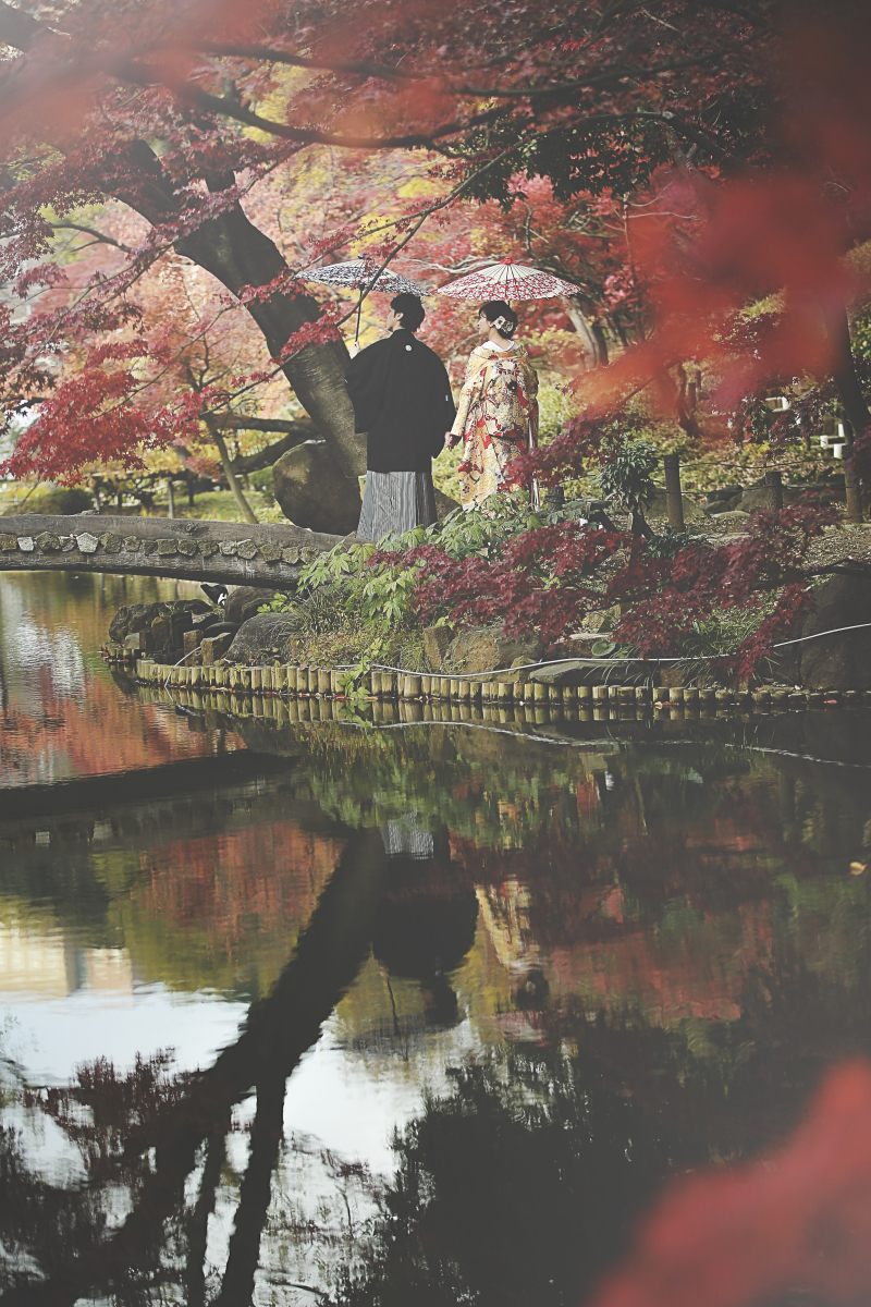 池に反射する絶景スポット！