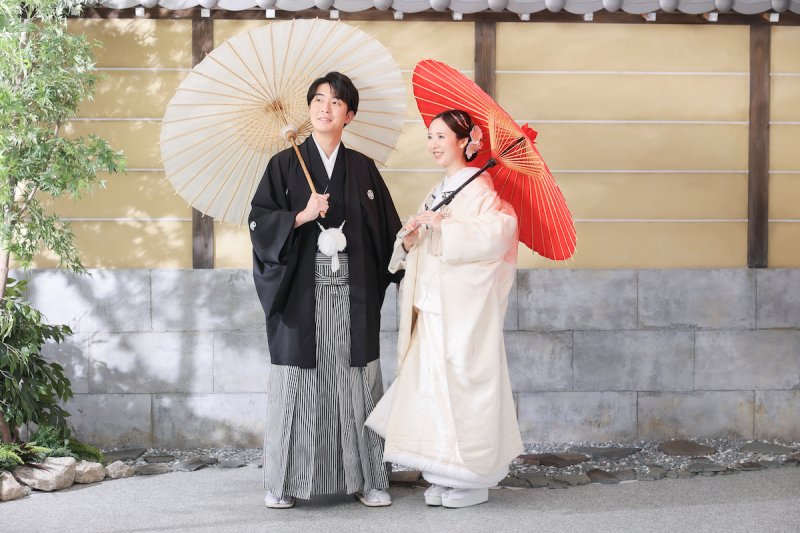 番傘を使って華やかさをプラス