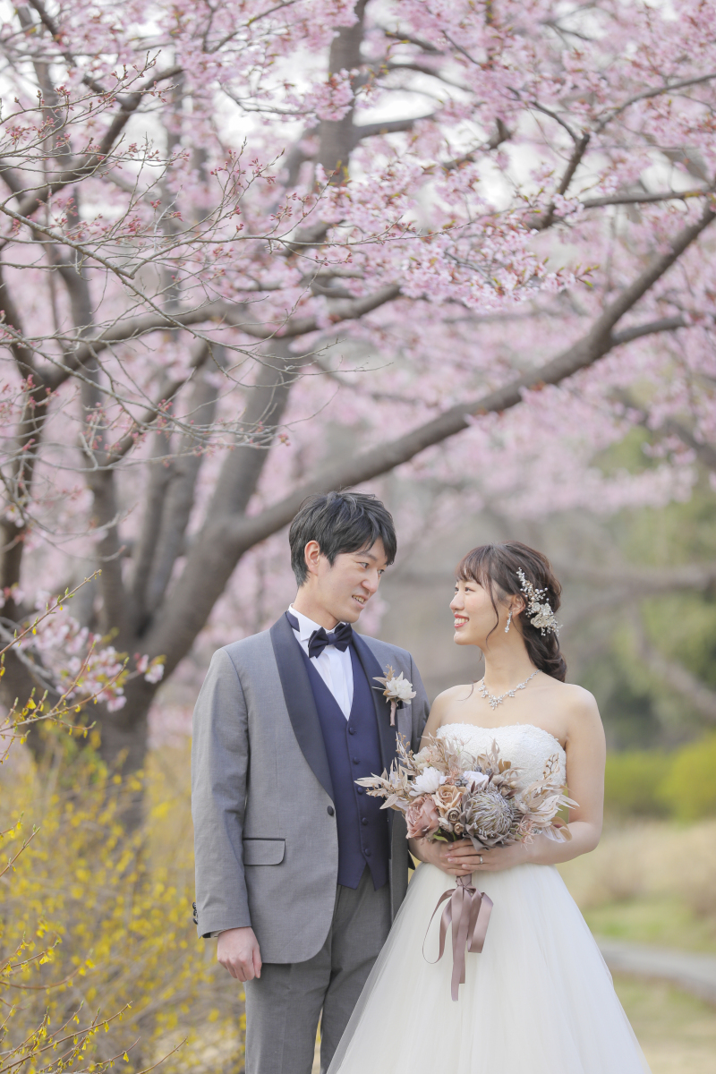 桜の木の下でお二人と