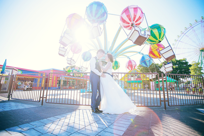 遊園地で