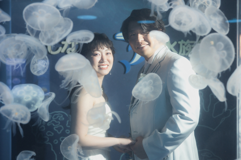 【スタジオAQUA】和装スタジオPLUSと洋装しながわ水族館にてご撮影!