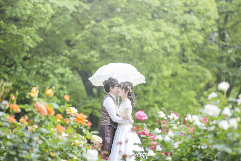 お花に囲まれて