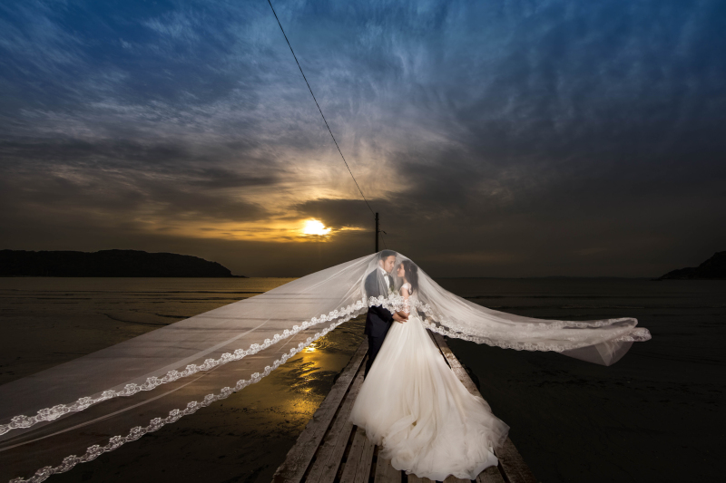 絶景の中でウェディングフォト