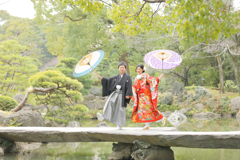 石橋の上で、いい表情のお二人。