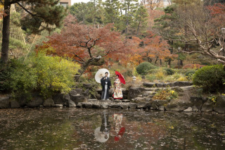 色づく甘泉園で