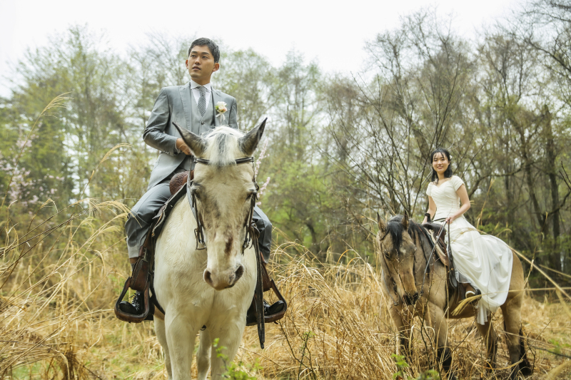 雨の乗馬ロケーション