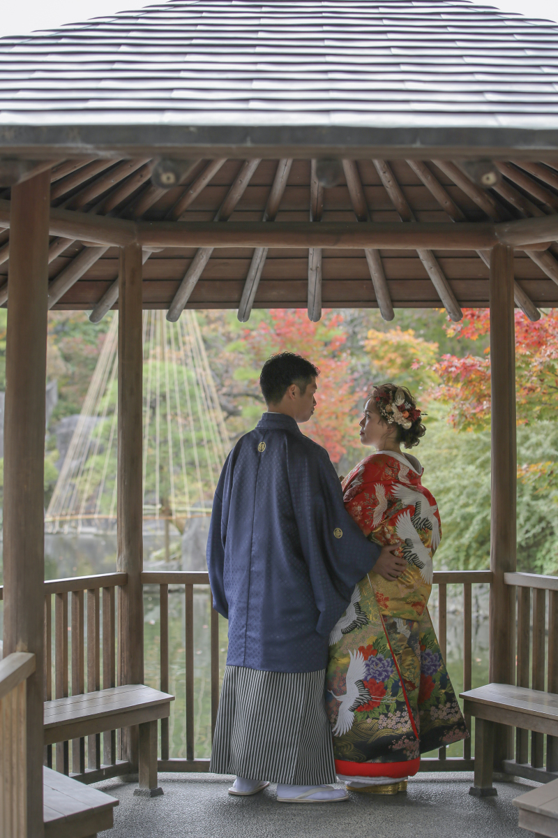 紅葉を楽しんでいるひととき。