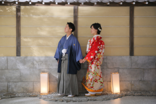 屋内庭園で桜と