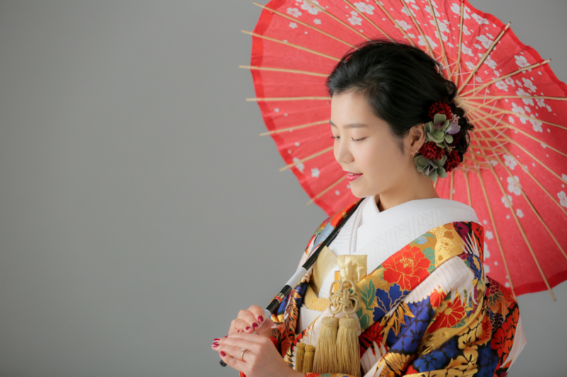 赤い和傘と私。