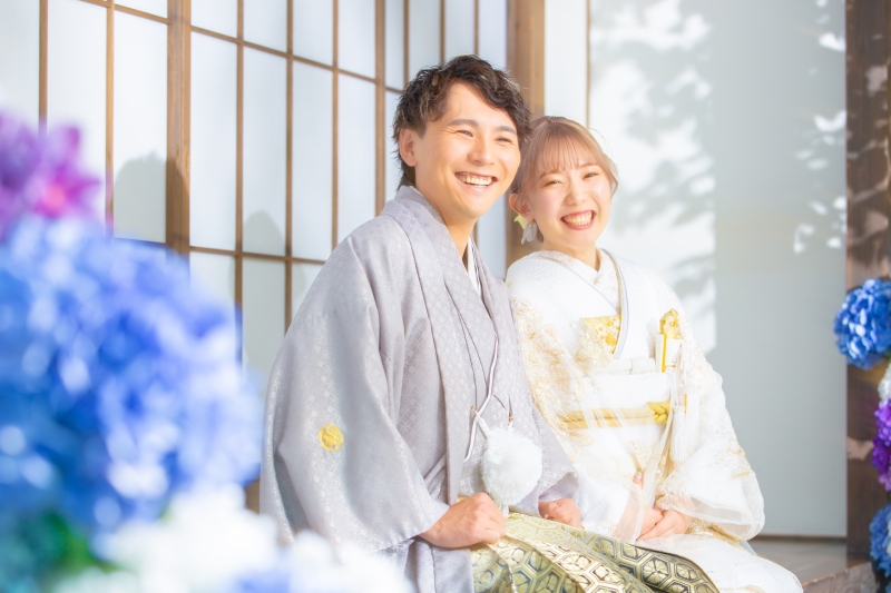 紫陽花と一緒に