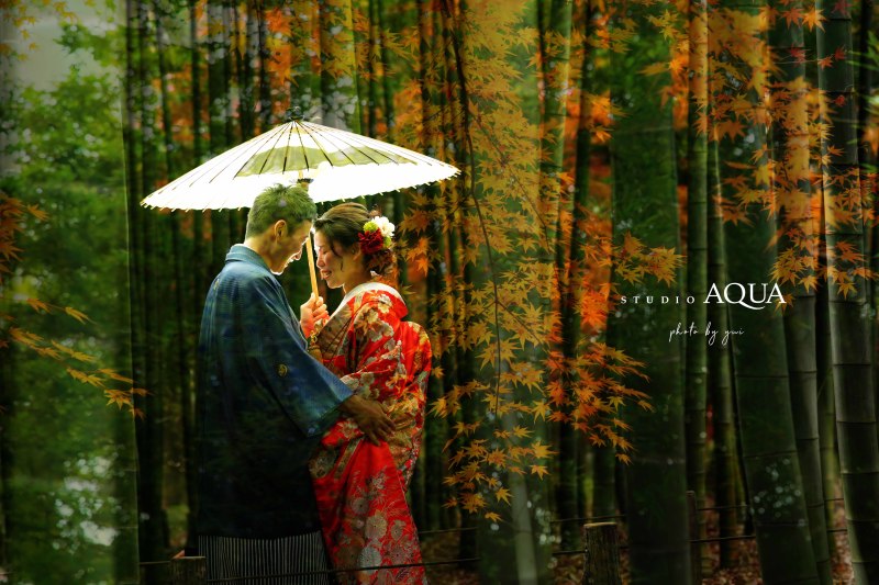 「竹と紅葉の」