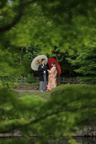 目白庭園で残す新緑和装フォト