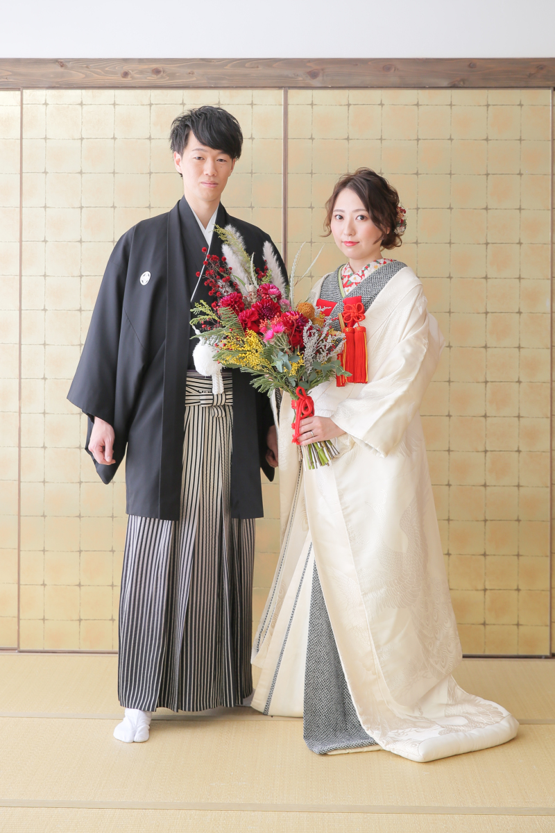 お母様特製のブーケと。