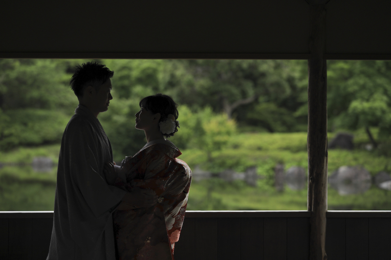 日本庭園でのロケーション撮影