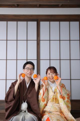 みかん色のかわいい和装撮影
