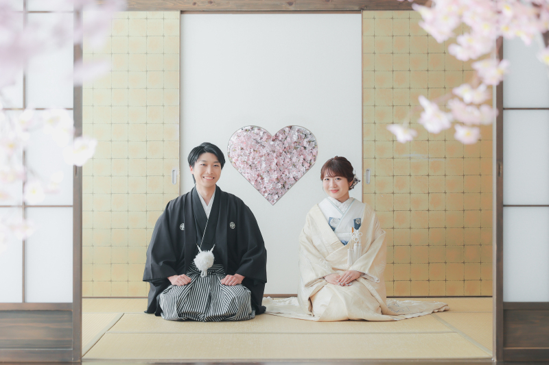 桜ハートに包まれて、新年のご挨拶風に