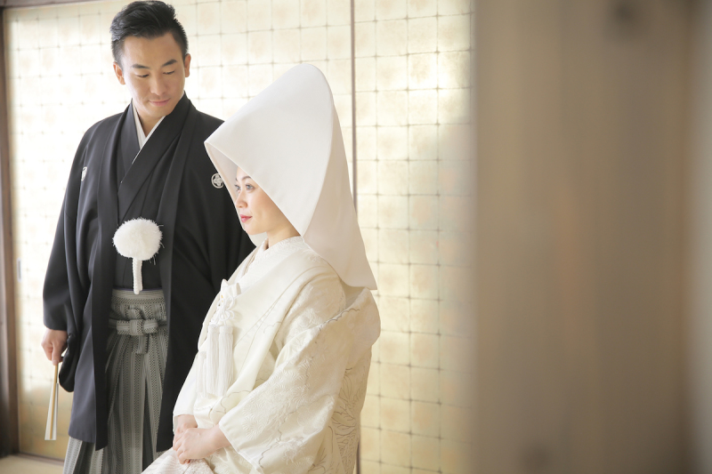 やっぱり白無垢に綿帽子♡