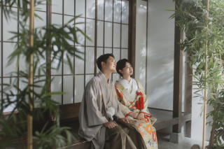 屋内庭園スタジオで和装2着撮影