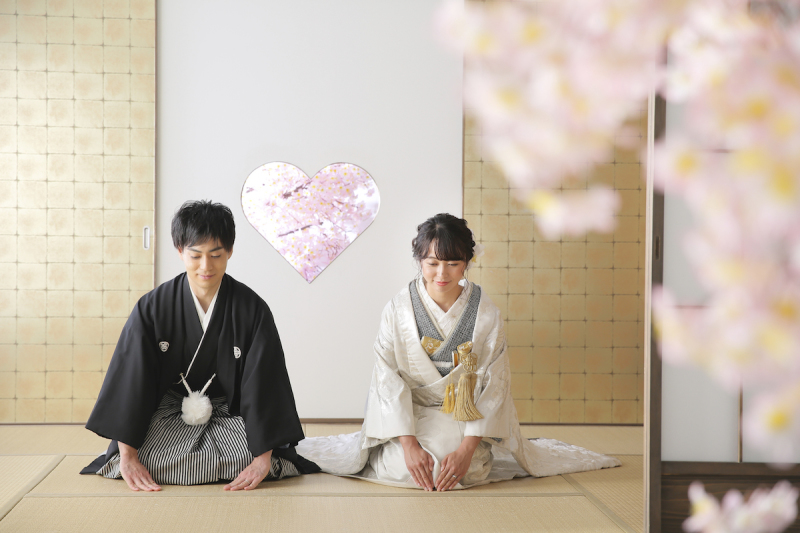 お辞儀ショットは桜で♪