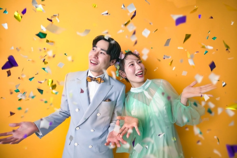 \\カラフルでHAPPYなウェディングフォト//カラードレス ✕ 洋装スタジオ*150カット美肌小顔スタイルアップ補正付き*