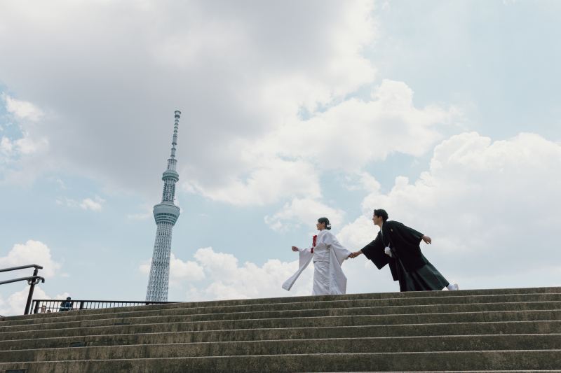 青空の下で