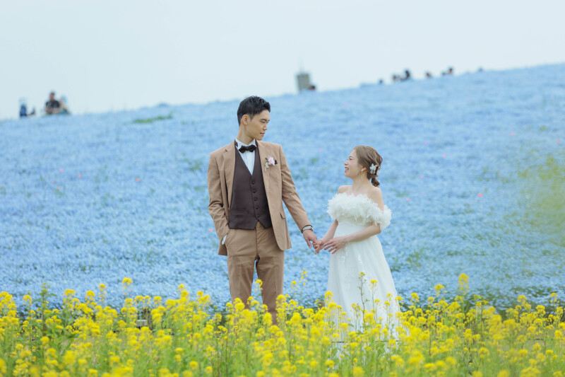菜の花とネモフィラに囲まれて。