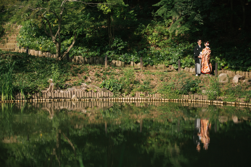 水面に映るおふたり