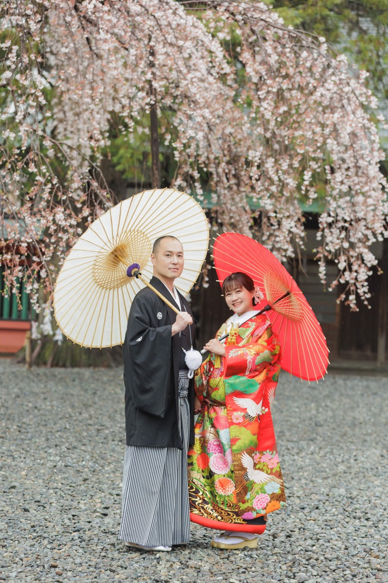 桜の下でツーショット