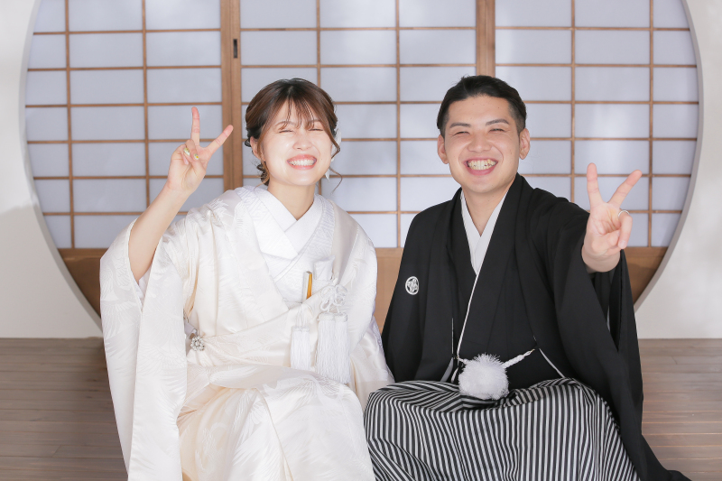 最後は笑顔でピース