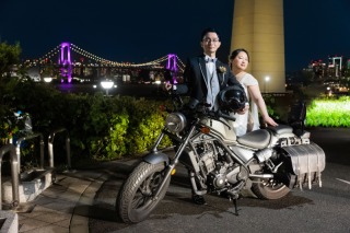バイクと一緒にお台場夜景ロケーション
