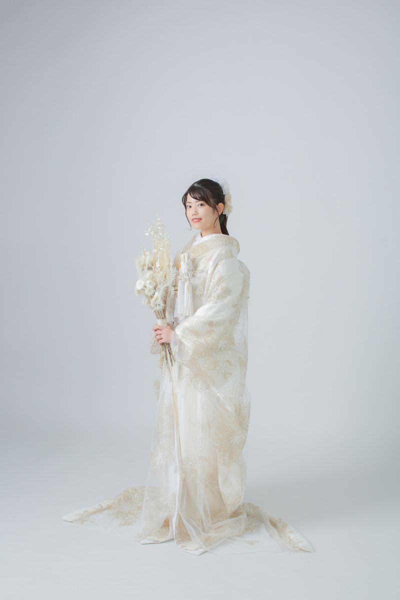 柴犬×白無垢×レース打掛