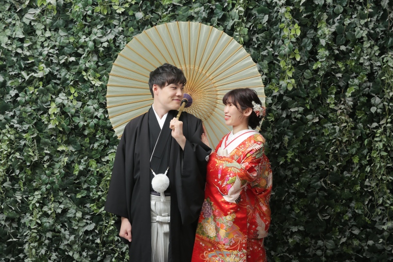 グリーンの背景で撮影