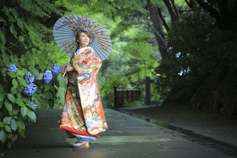 雨上がりに紫陽花と。