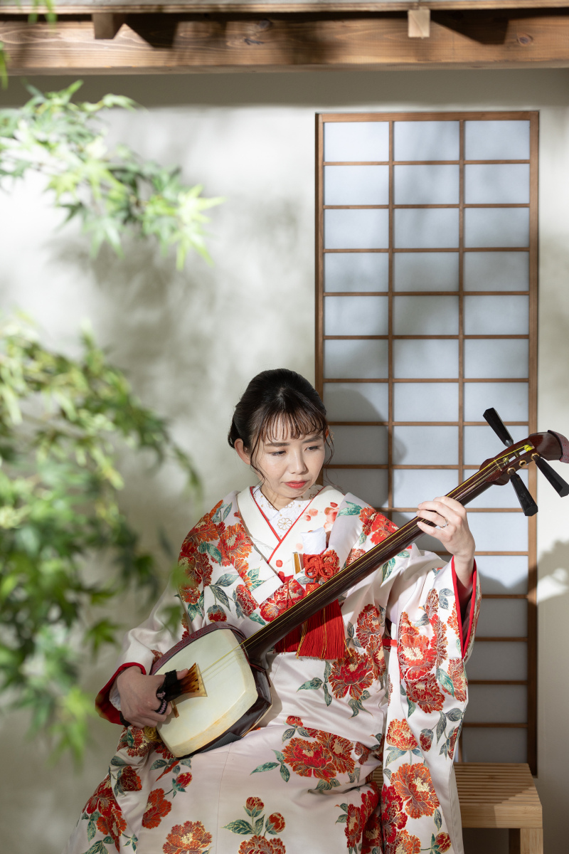ご新婦様の趣味の三味線と一緒に