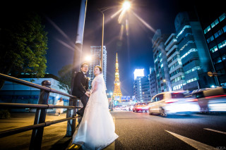 東京タワーでウェディングフォト