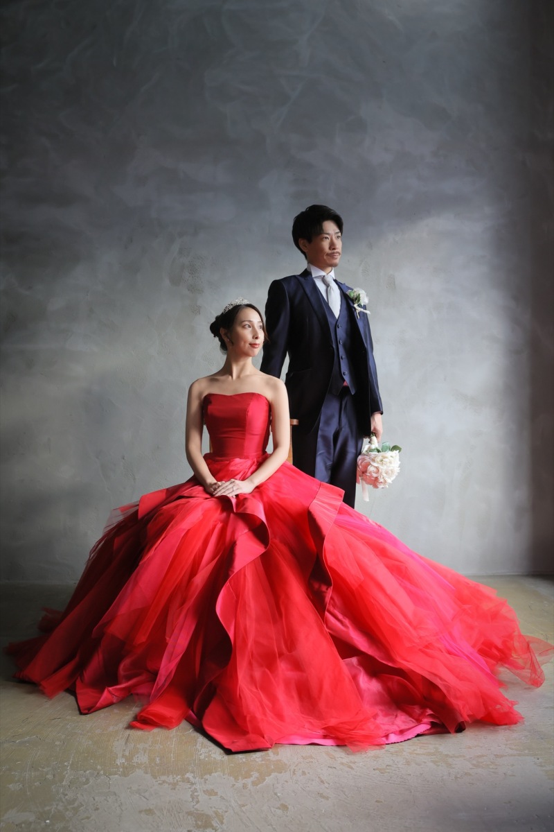 赤ドレスに、、