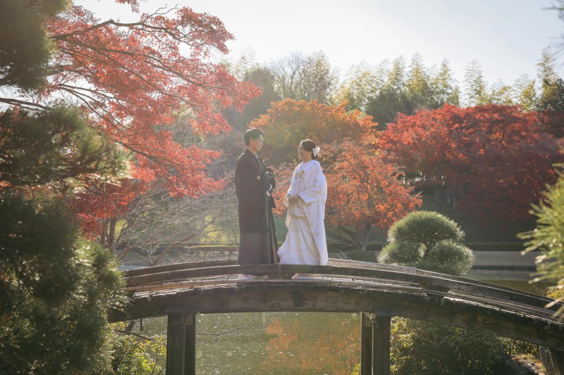 紅葉に囲まれて、