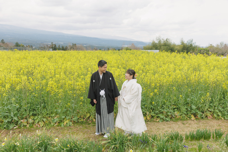 菜の花畑の中で