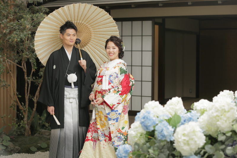 紫陽花とのショット