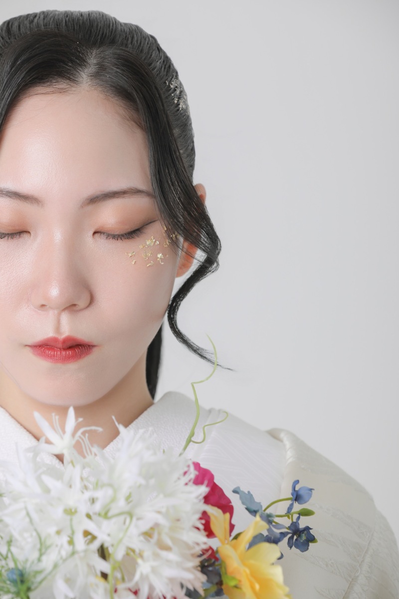 新婦さんのメイクを残して