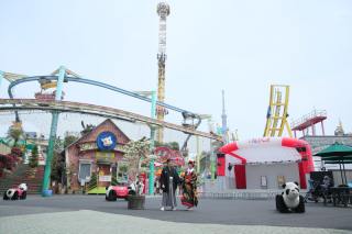 レトロな遊園地で和装撮影