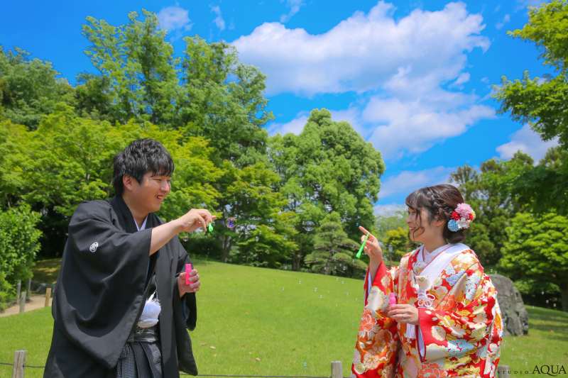 天気の良い日にシャボン玉