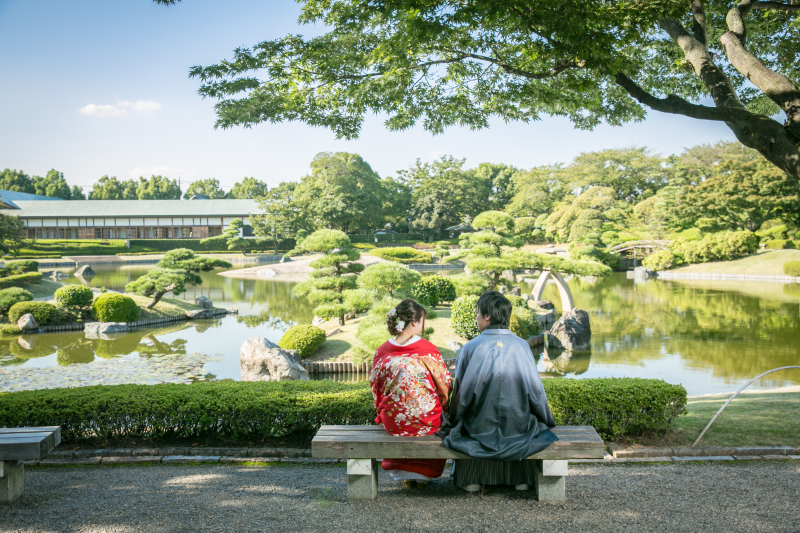 美しい日本庭園で和装ロケーションフォト