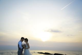 沖ノ島で洋装ロケーション