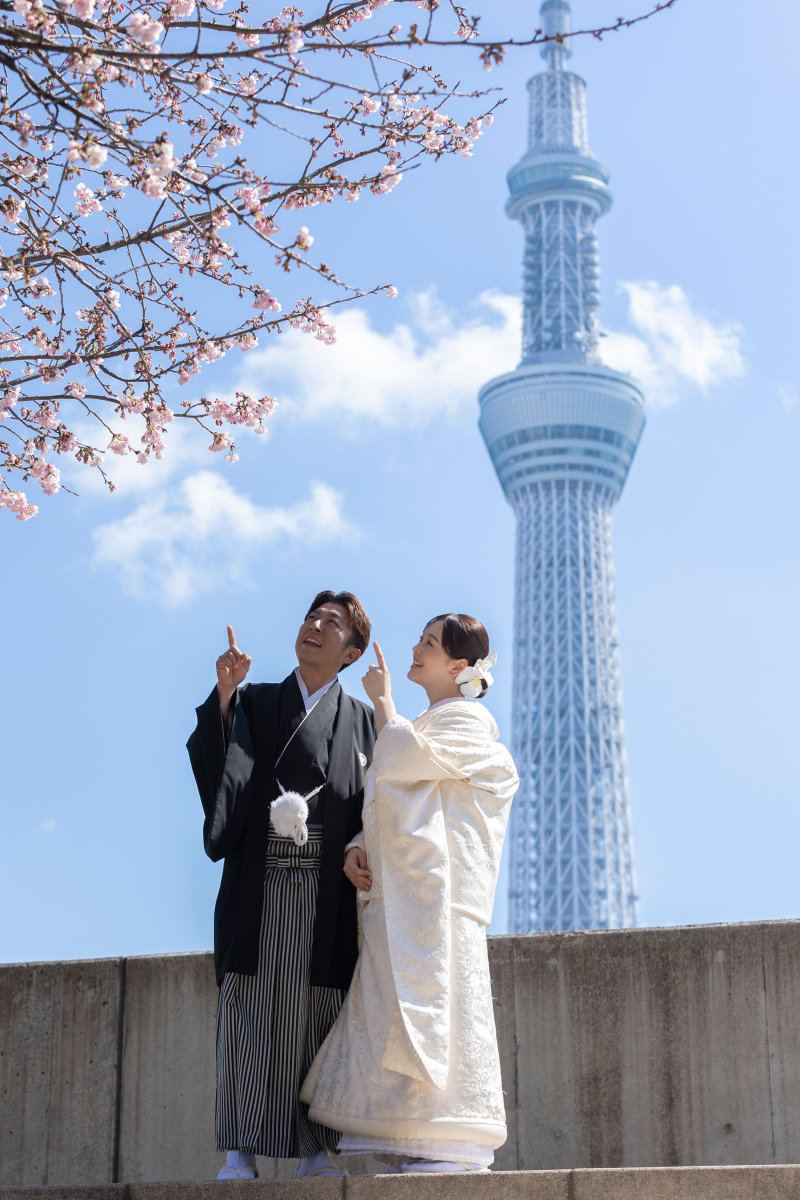 桜と一緒に