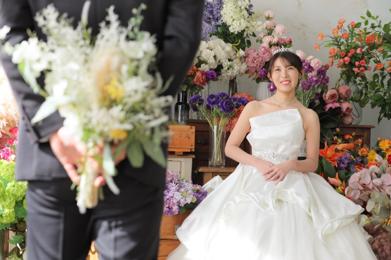 お花に囲まれたスタジオ