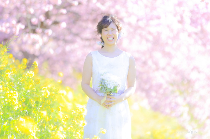 桜と菜の花に囲まれて