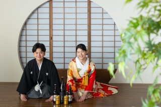 屋内庭園で、お二人の好きなものに囲まれた撮影。